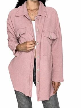 Bucketlist Blush Front Pocket Loop French Terry Shacket